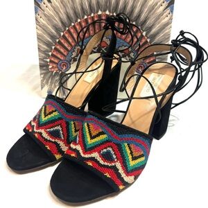 NIB - Valentino Garavani Native Beaded Lace Up Sandals